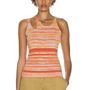 Jonathan Simkhai Avani Space-dye Cutout Tank Top Multi Stripe Asymmetrical Large